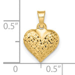 Afbeelding in Gallery-weergave laden, 14K Yellow Gold Diamond Cut Puffy Heart 3D Small Pendant Charm