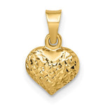 Ladda upp bild till gallerivisning, 14K Yellow Gold Diamond Cut Puffy Heart 3D Small Pendant Charm