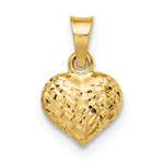 Ladda upp bild till gallerivisning, 14K Yellow Gold Diamond Cut Puffy Heart 3D Small Pendant Charm