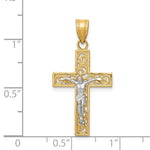Carregar imagem no visualizador da galeria, 14k gold two tone cross crucifix filigree pendant charm