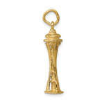 Load image into Gallery viewer, 14k Yellow Gold Seattle Washington Space Needle 3D Pendant Charm