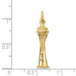 Load image into Gallery viewer, 14k Yellow Gold Seattle Washington Space Needle 3D Pendant Charm