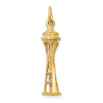 Load image into Gallery viewer, 14k Yellow Gold Seattle Washington Space Needle 3D Pendant Charm