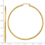 將圖片載入圖庫檢視器 14k yellow gold diamond cut round hoop earrings 60mm x 2mm