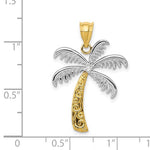 Load image into Gallery viewer, 14K Yellow Gold and Rhodium Two Tone Diamond Palm Tree Pendant Charm
