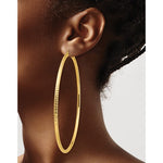 Load image into Gallery viewer, 14K Yellow Gold Extra Large Diamond Cut Classic Round Hoop Earrings 87mm x 3mm