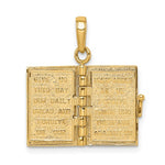 이미지를 갤러리 뷰어에 로드 , 14k Yellow Gold Lords Prayer Holy Bible Book Pendant Charm