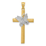 Załaduj obraz do przeglądarki galerii, 14K Yellow White Gold Two Tone Cross Butterfly Pendant Charm