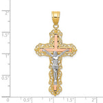 Carica l'immagine nel visualizzatore di Gallery, 14k Gold Tri Color Cross Crucifix Pendant Charm