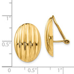 Ladda upp bild till gallerivisning, 14K Yellow Gold Non Pierced Fancy Oval Ribbed Omega Back Clip On Earrings