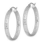 Load image into Gallery viewer, 14k White Gold Diamond Cut Inside Outside Round Sparkling Glittering Hoop Earrings