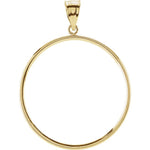 Load image into Gallery viewer, 14K Yellow Gold Holds 34.3mm x 2.4mm Coins or United States US $20 Dollar or Mexican 1 oz ounce Coin Holder Tab Back Frame Pendant