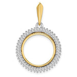 이미지를 갤러리 뷰어에 로드 , 14K Gold Two Tone Diamond Holds 16mm Coins 1/10 oz Maple Leaf 1/10 oz Philharmonic 1/10 oz Australian Nugget 1/10 oz Kangaroo Coin Holder Bezel Prong Pendant Charm