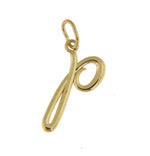 Load image into Gallery viewer, 10K Yellow Gold Lowercase Initial Letter P Script Cursive Alphabet Pendant Charm
