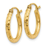 Afbeelding in Gallery-weergave laden, 14K Yellow Gold Diamond Cut Round Hoop Textured Earrings 15mm x 2mm