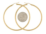 將圖片載入圖庫檢視器 14k yellow gold large diamond cut classic round hoop earrings 67mm x 3mm