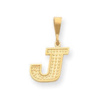 Cargar imagen en el visor de la galería, 14K Yellow Gold Uppercase Initial Letter J Block Alphabet Pendant Charm