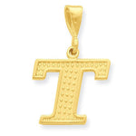 Charger l'image dans la galerie, 14K Yellow Gold Uppercase Initial Letter T Block Alphabet Pendant Charm