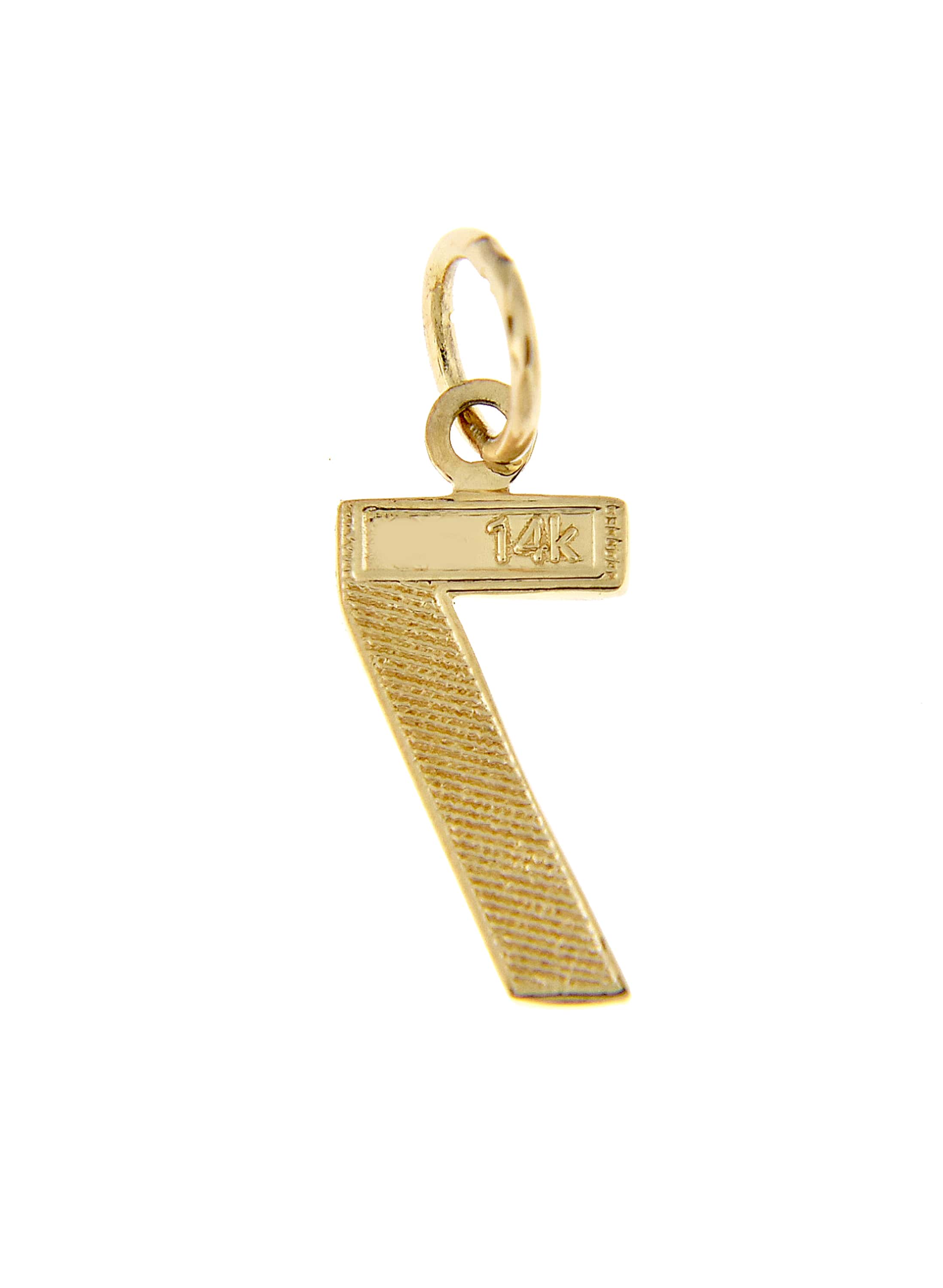 14k Yellow Gold Number 7 Seven Pendant Charm
