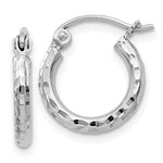 Załaduj obraz do przeglądarki galerii, Sterling Silver Diamond Cut Classic Round Hoop Earrings 12mm x 2mm
