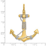 Ladda upp bild till gallerivisning, 14k Yellow 14k White Gold Two Tone Anchor Rope 3D Large Pendant Charm