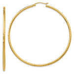 將圖片載入圖庫檢視器 14k yellow gold diamond cut round hoop earrings 60mm x 2mm