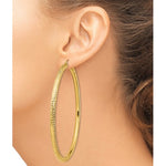 Charger l'image dans la galerie, 14K Yellow Gold Diamond Cut Classic Round Hoop Earrings Extra Large Diameter 80mm x 4mm