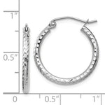 Carica l'immagine nel visualizzatore di Gallery, 14K White Gold Diamond Cut Round Hoop Textured Earrings 20mm x 2mm