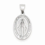 將圖片載入圖庫檢視器 14k White Gold Blessed Virgin Mary Miraculous Medal Oval Hollow Pendant Charm