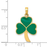 Kép betöltése a galériamegjelenítőbe: 10k Yellow Gold Enamel Green Shamrock Pendant Charm