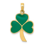 Ladda upp bild till gallerivisning, 14k Yellow Gold Green Enamel Shamrock Pendant Charm