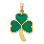 Kép betöltése a galériamegjelenítőbe: 10k Yellow Gold Enamel Green Shamrock Pendant Charm