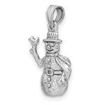 Carregar imagem no visualizador da galeria, 14k White Gold Snowman 3D Pendant Charm