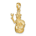Carregar imagem no visualizador da galeria, 14k Yellow Gold Snowman 3D Pendant Charm