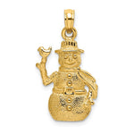 Carregar imagem no visualizador da galeria, 14k Yellow Gold Snowman 3D Pendant Charm