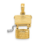 Carregar imagem no visualizador da galeria, 14k Yellow Gold Wishing Well Moveable 3D Pendant Charm