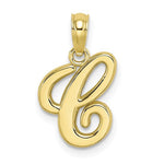 Afbeelding in Gallery-weergave laden, 14K Yellow Gold Script Initial Letter C Cursive Alphabet Pendant Charm