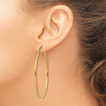 將圖片載入圖庫檢視器 14k yellow gold diamond cut round hoop earrings 60mm x 2mm