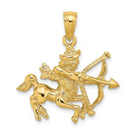 Ladda upp bild till gallerivisning, 14k Yellow Gold Sagittarius Zodiac Horoscope Large Pendant Charm