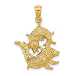 Afbeelding in Gallery-weergave laden, 14k Yellow Gold Pisces Zodiac Horoscope Large Pendant Charm