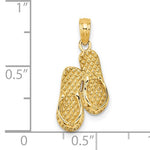 Загрузить изображение в средство просмотра галереи, 14k Yellow Gold Cape Cod Flip Flops Sandals Slippers 3D Pendant Charm