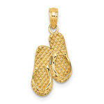 Загрузить изображение в средство просмотра галереи, 14k Yellow Gold Cape Cod Flip Flops Sandals Slippers 3D Pendant Charm