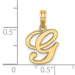 Load image into Gallery viewer, 14K Yellow Gold Script Initial Letter G Cursive Alphabet Pendant Charm
