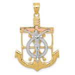 Lade das Bild in den Galerie-Viewer, 14k yellow rose white gold tri color mariner anchor crucifix cross anchor pendant charm