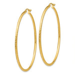 Afbeelding in Gallery-weergave laden, 14K Yellow Gold Diamond Cut Round Hoop Textured Earrings 55mm x 2mm
