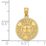 Carregar imagem no visualizador da galeria, 14k Yellow Gold Live Love Laugh Round Pendant Charm