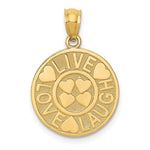 Carregar imagem no visualizador da galeria, 14k Yellow Gold Live Love Laugh Round Pendant Charm