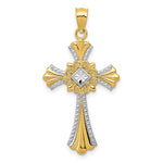 Carica l'immagine nel visualizzatore di Gallery, 14k yellow gold and rhodium celtic cross pendant charm