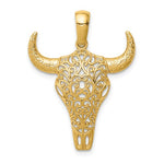 Carica l'immagine nel visualizzatore di Gallery, 14k Yellow Gold Steer Head Filigree Pendant Charm