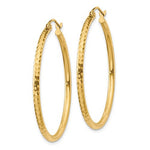 Kép betöltése a galériamegjelenítőbe: 14K Yellow Gold Diamond Cut Round Hoop Textured Earrings 35mm x 2mm